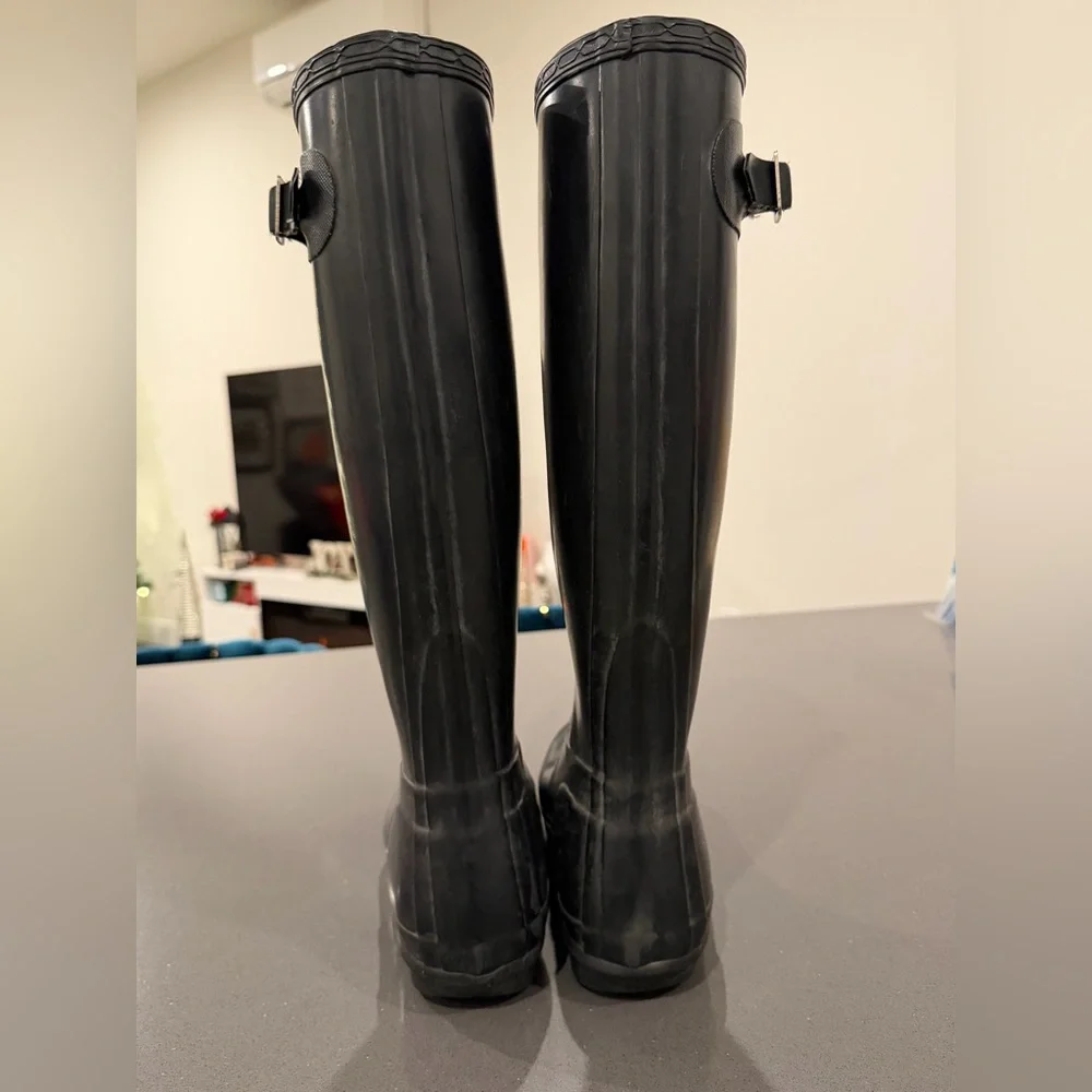 Hunter Original Black Tall Rain Boots Calf-High‎ Women’s US 6 Men's 5